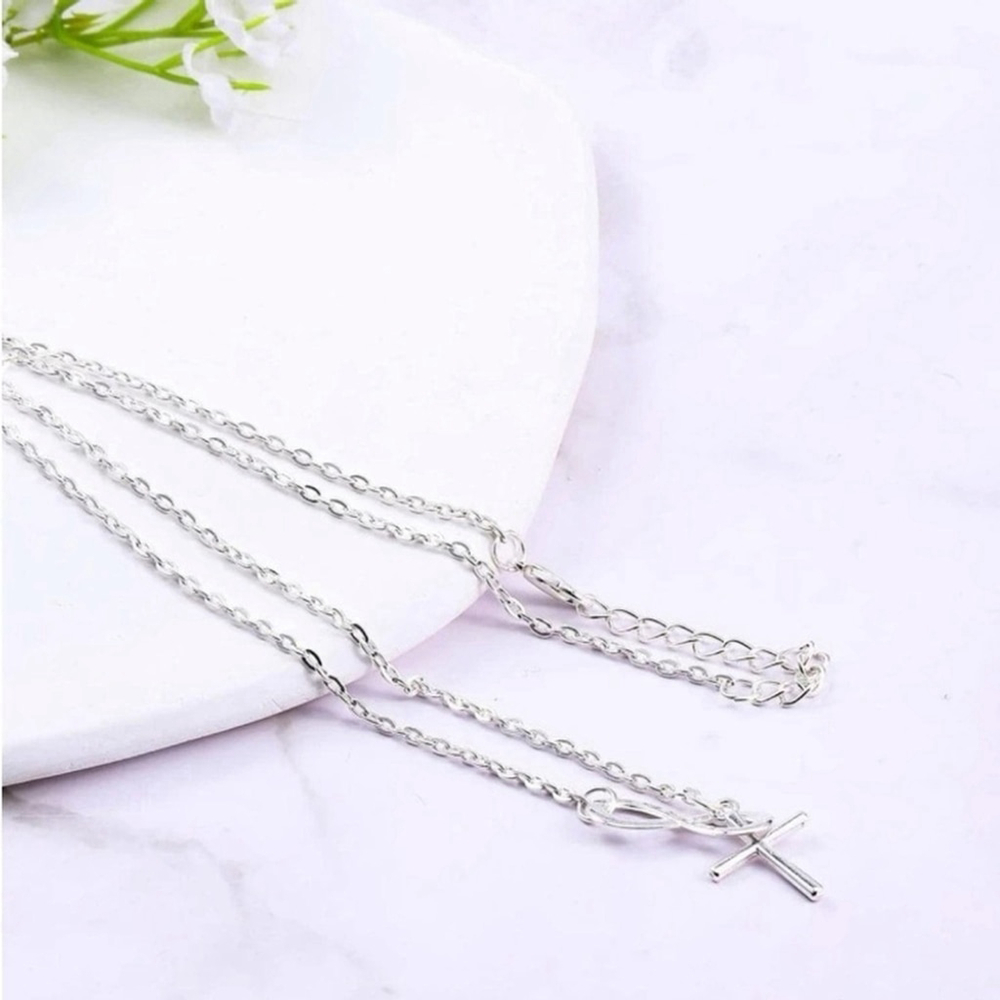 ⚠️Clearance Silver Cross And Infinity Pendant Necklace SS - Picture 4 of 4